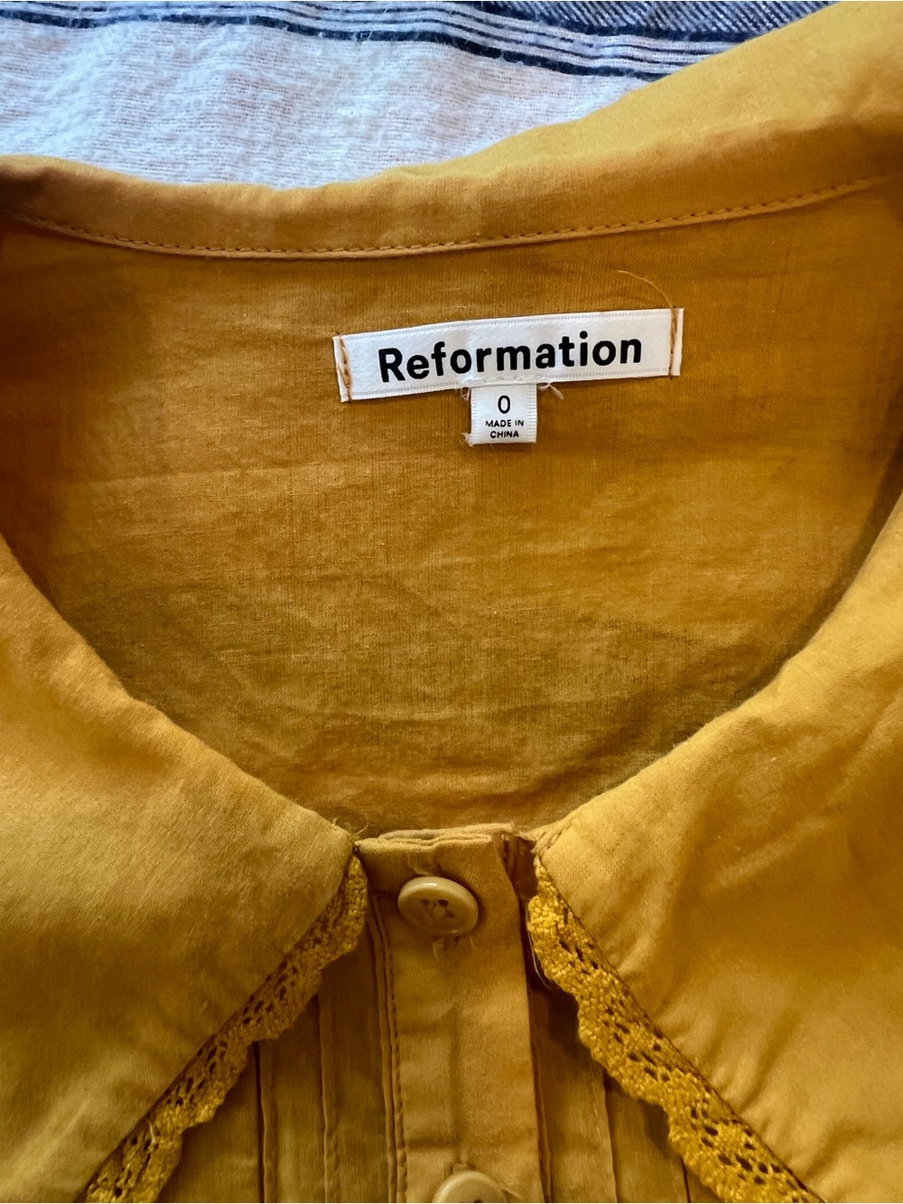 Reformation Rutabaga Top In Mustard - Picture 3 of 4